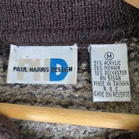 Vintage Paul Harris Mohair Check Zipper Sweater Jacket Size Medium - Picture 8 of 10